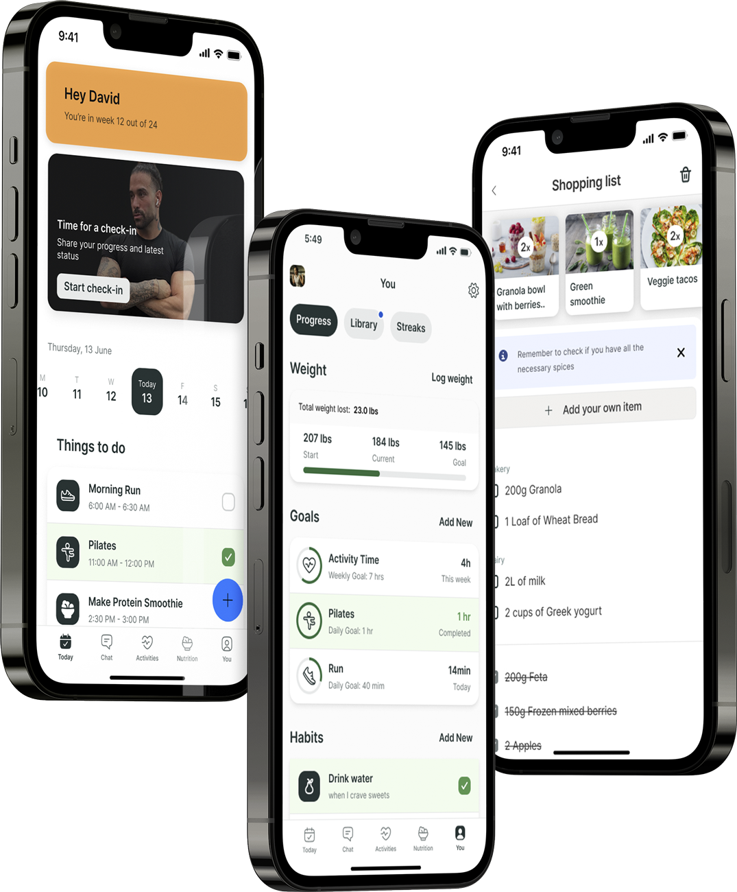 A mockup of the coaching app showcasing the features.